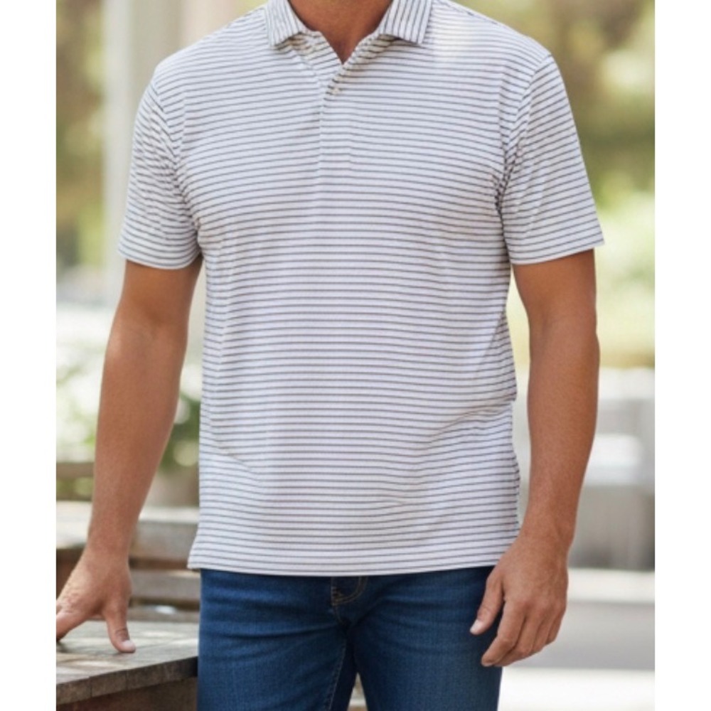 RLX Ralph Lauren Mens Striped Golf Polo Shirt Pink Green White Size M New